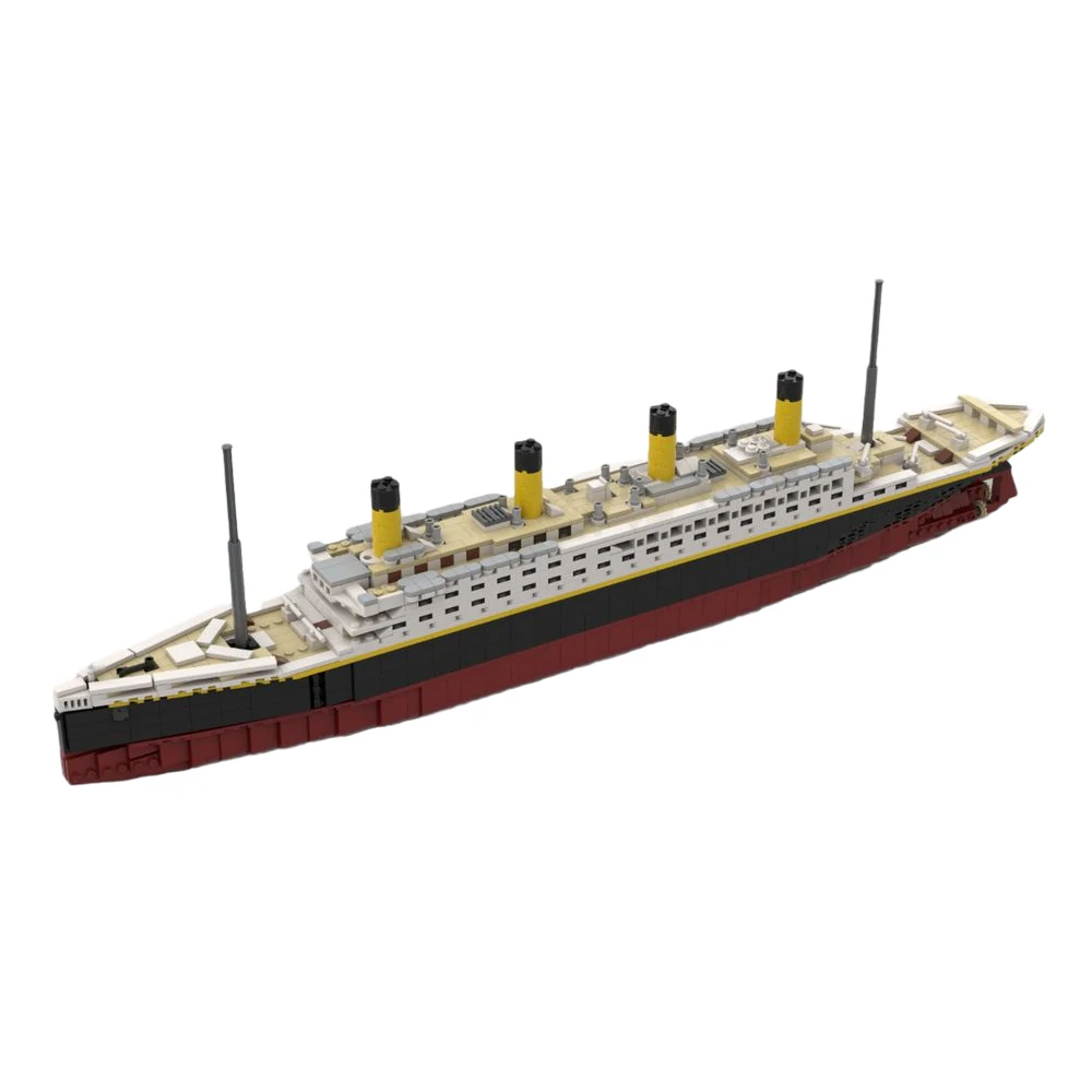 

Конструктор MOC RMS титановый корабль, комплект строительных блоков 1:400, лайнер для океана, лодка, паровой корабль, кирпичи, модель, домашний де...