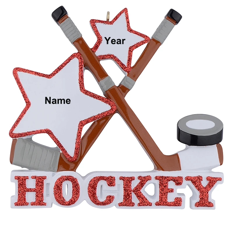 

Ice Hockey Resin Glossy Sports Christmas Tree Ornaments Personalized Keepsake Gifts Used For Holiday Party and Home Decoration