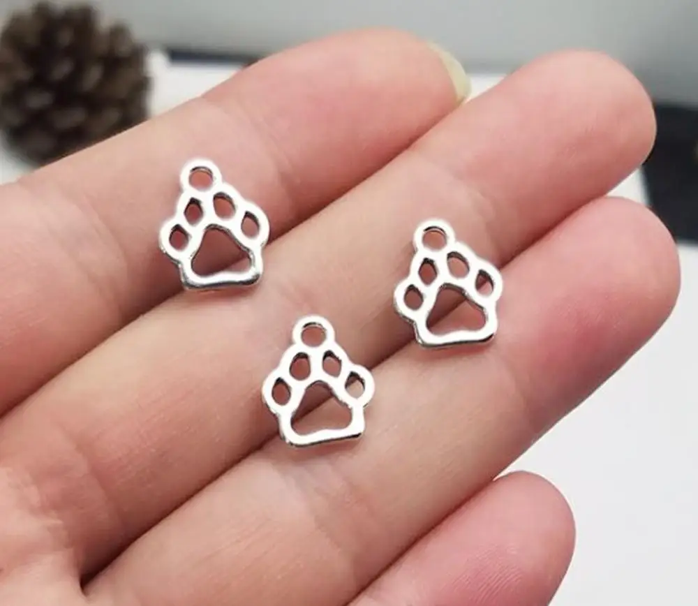 

50pcs/lot--13x11mm, Antique silver plated Dog paw charms,DIY supplies,Jewelry accessories