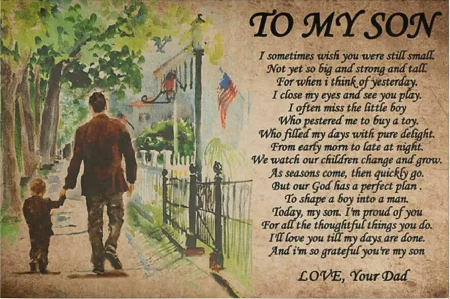 Плакат папа моему сыну мотивация Отца и Сына Цитата Художественная печать