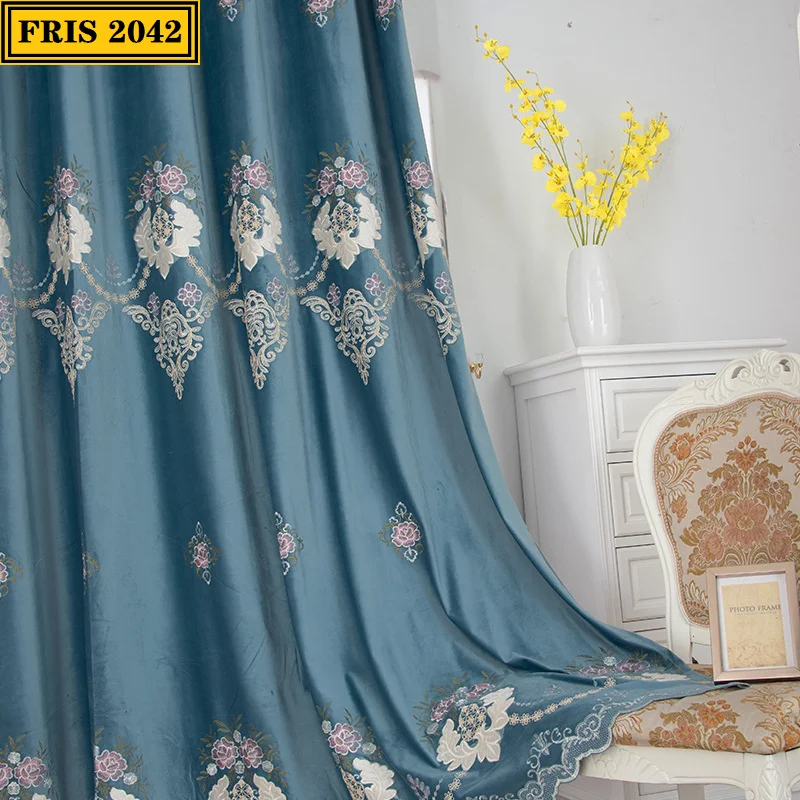 

2021 Simple and Modern Embroidered Curtain Shading Finished Curtains for Living Dining Room Bedroom