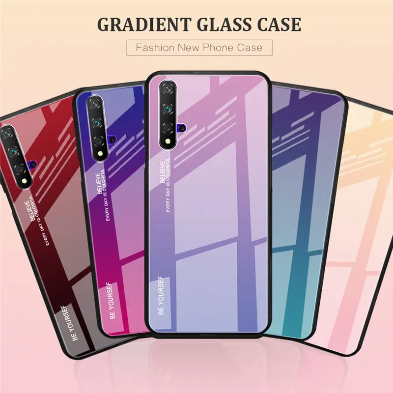 50 шт./лот Градиентная окрашенная защитная стеклянная задняя крышка для телефона Huawei Honor 20 Pro Nova 5i Mate 30 Lite.