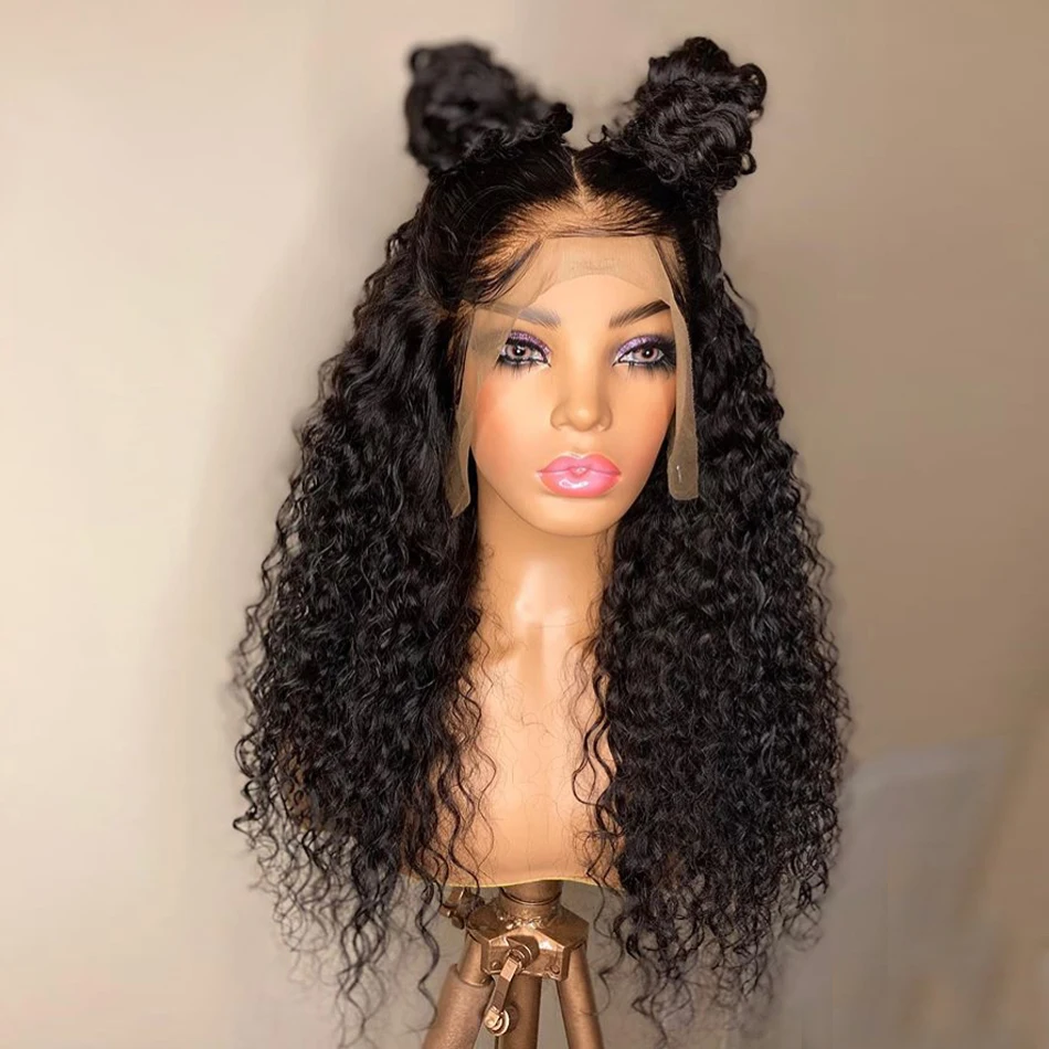 Remy Kinky Curly Brazilian Human Hair Lace Front Wig For White/Black Women With Babyhair Natural Hairline 180% Density Daily
