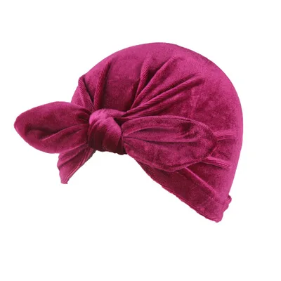 Baby Headband Rubber Ear Girl Bow Velvet Headbands Toddler Indian Turban Beanie Hat Elastic Hair Accessories Bohemia Head Wrap | Детская