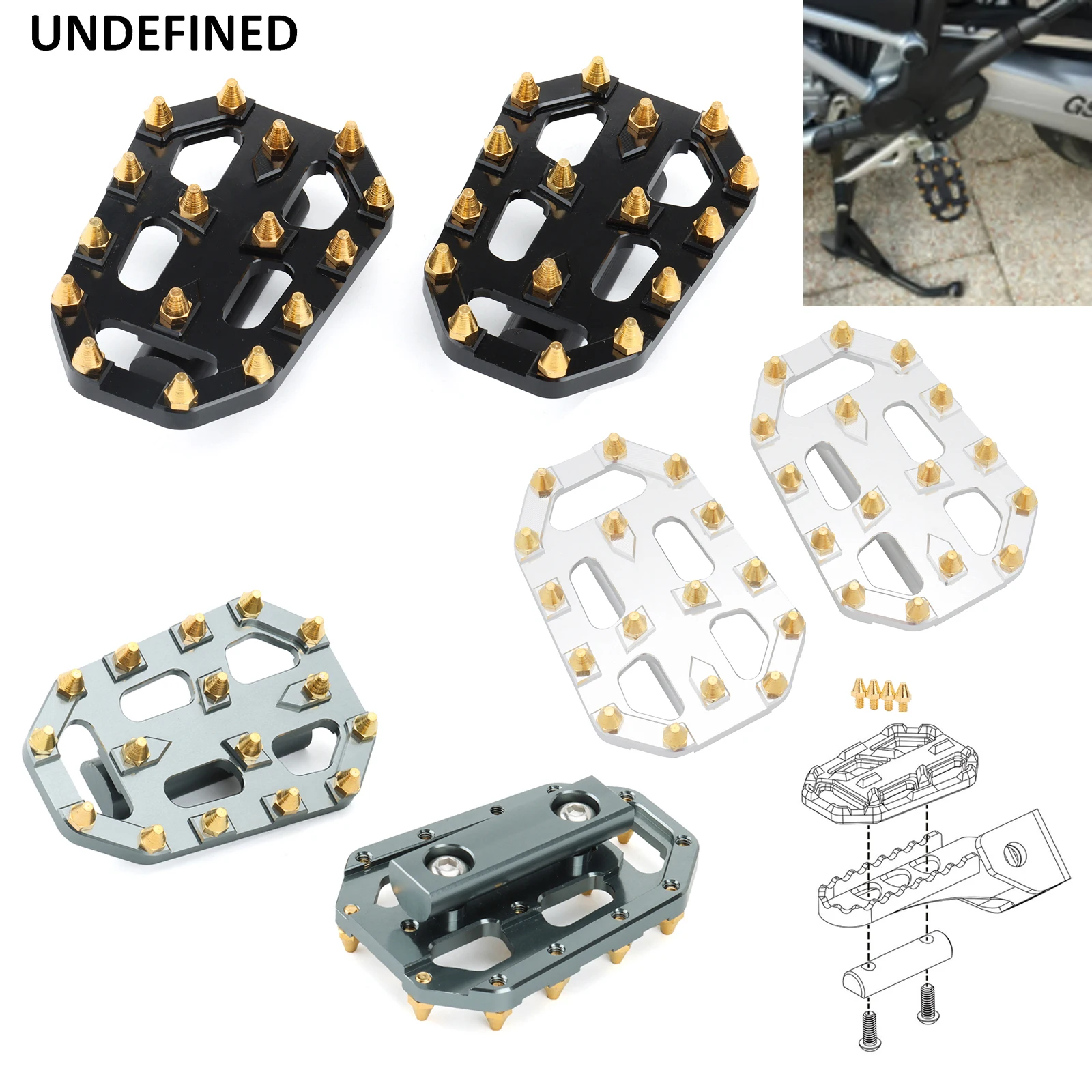 

Motorcycle Billet Wide Foot Pegs Pedals Rest Footpegs for BMW F750GS F850GS G310GS R1200GS S1000XR R Nine T Scrambler Urban GS