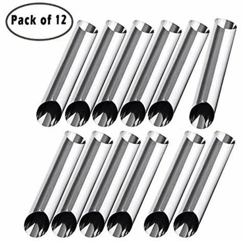 12 шт. круассан рог для пирожных прямая трубка Нержавеющая сталь выпечки печенье