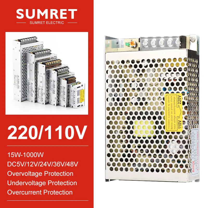

DC12V 5V 24V 36V 48V 60W 600W 1000W Universal Switching Power Supply Source Transformer AC DC SMPS Conversion Switch Adapter
