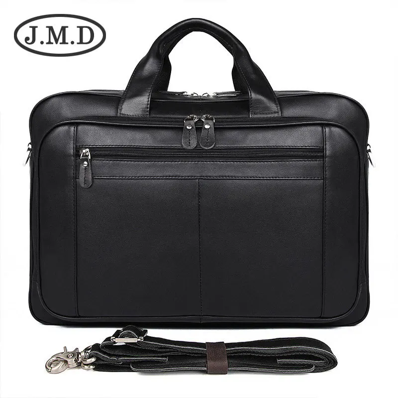 

J.M.D 100% Genuine Leather Men's Coffee Briefcase Top Handle Laptop Bag Mens Busiess Bag