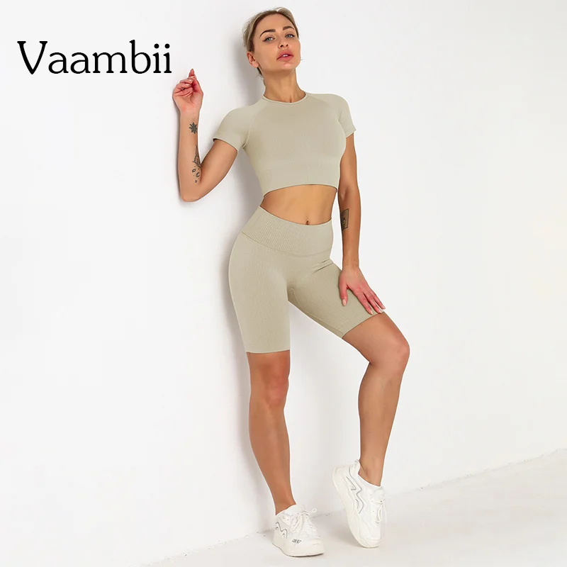 

Женский спортивный костюм из 2 предметов, летний костюм с коротким топом и шортами