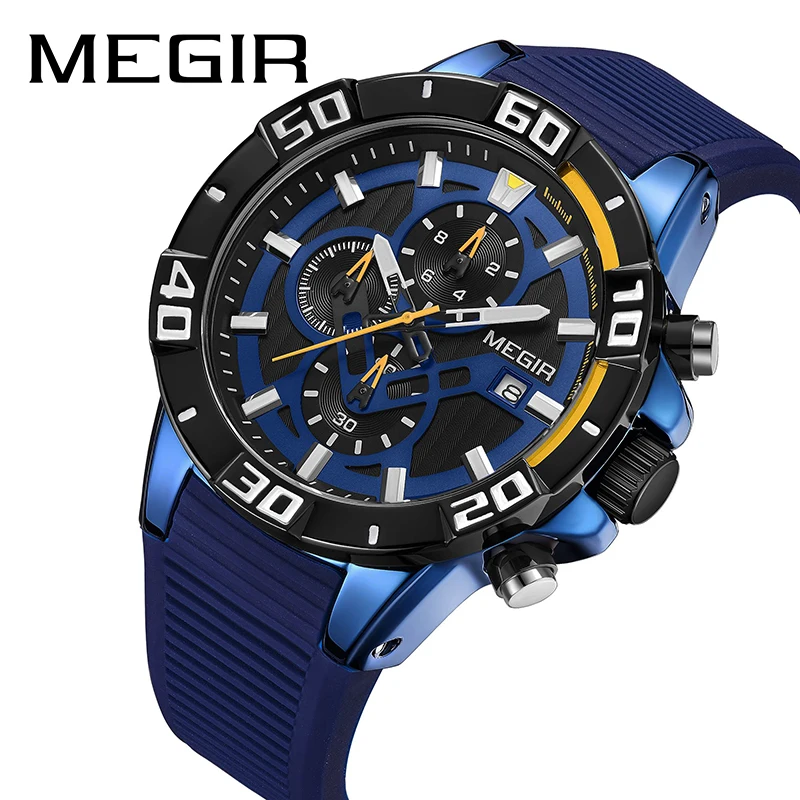 

Relogio Masculino MEGIR Chronograph Quartz Watch Men Clock Luxury Brand Silicone Army Military Sport Watches Mens erkek kol saat