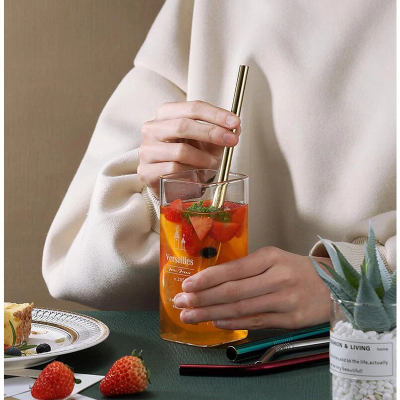 Металлическая соломинка из нержавеющей стали с титановым покрытием цветные