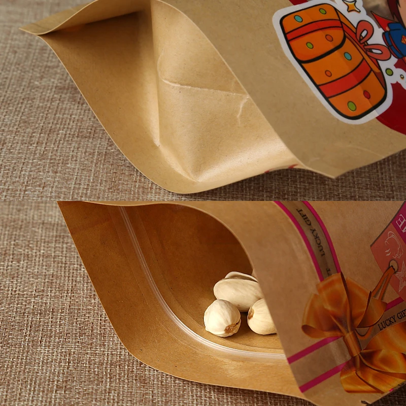 Мультфильм портативный Крафт Бумага Хранения Продуктов Питания Орех Снэк Мешок