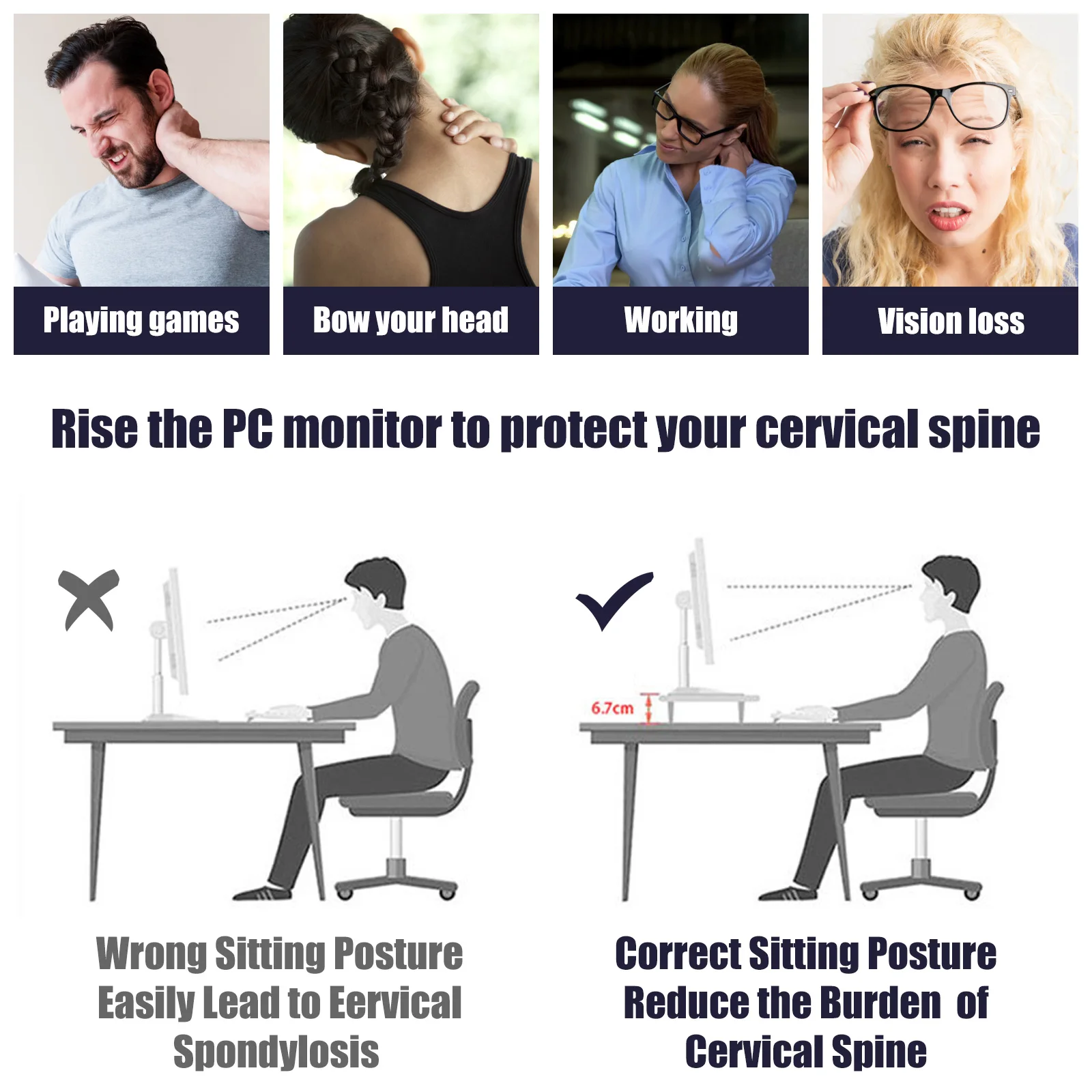 Подставка для экрана компьютера настольная полка-органайзер хранения мониторов