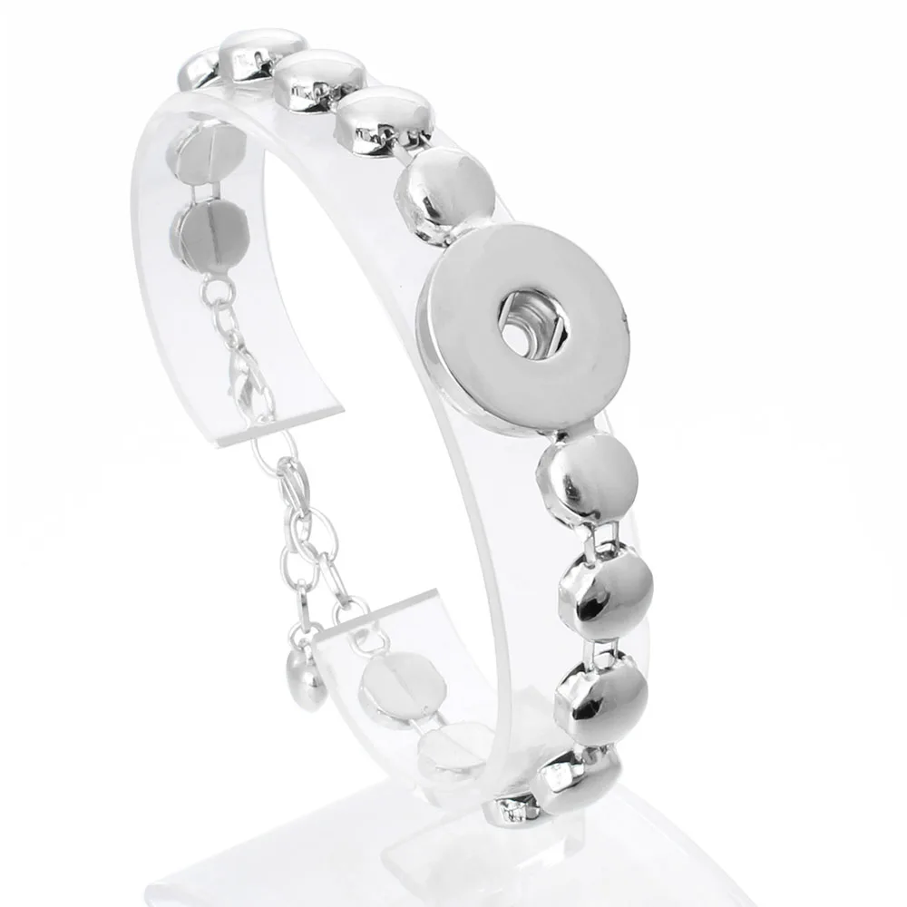 Новый браслет с украшением в виде кнопки металлический со стразами-подвесками