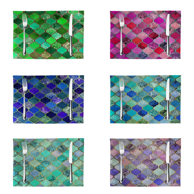 Радужная Пастельная Акварельная Шестигранная кухонная подстилка настольные