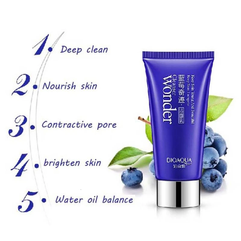 BIOAOUA Blueberry Wonder очищающее средство для лица растительный экстракт для лица Очищающее насыщенное пенящееся очищающее средство для лица увлажняющее средство для лица