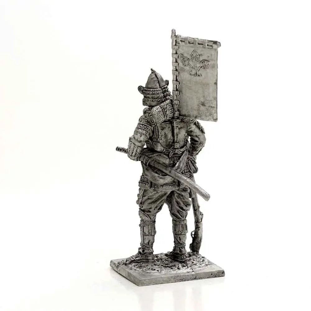 Самурай с аркебузой 16 века - оловянная солдатик фигура 54 мм М120 металлическая военная игрушка.