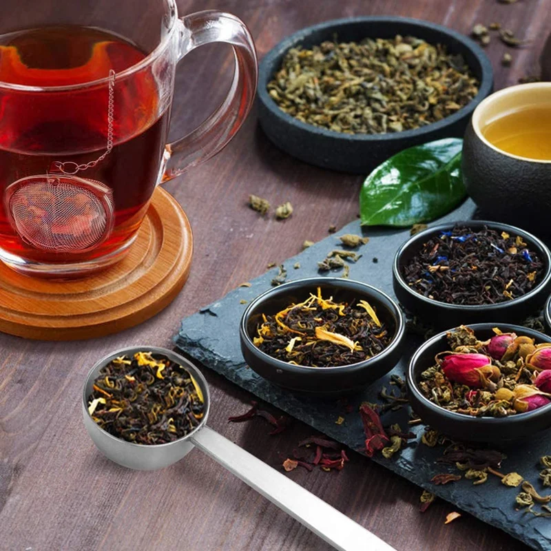 

2-Piece Tea Strainer, Drip Bowl, mesh Tea Ball with Extended Chain and Teaspoon of Seasoning