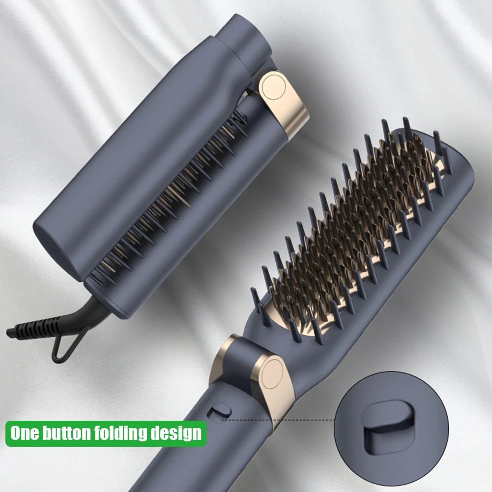 

Электрическая профессиональная расческа для выпрямления волос с отрицательными ионами, Складная Расческа для завивки, 2 в 1, выпрямитель дл...