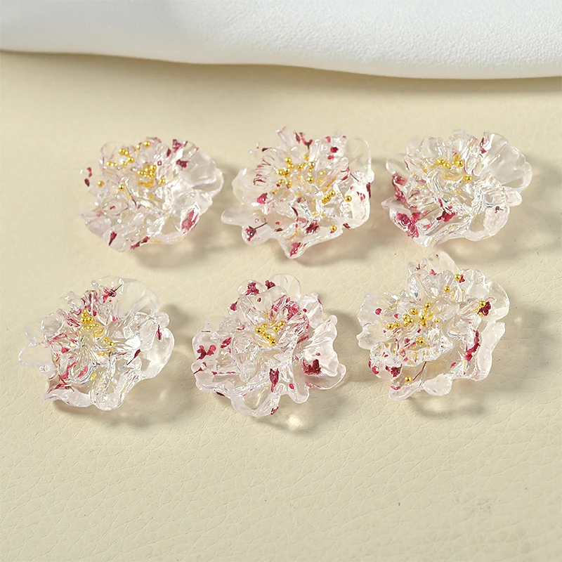 Серьги-гвоздики из акрила и смолы с цветами | Украшения аксессуары