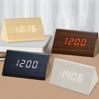 new table clock wood digital alarm clock moment 1224h led timedatetemperature display snooze sound control electric clock