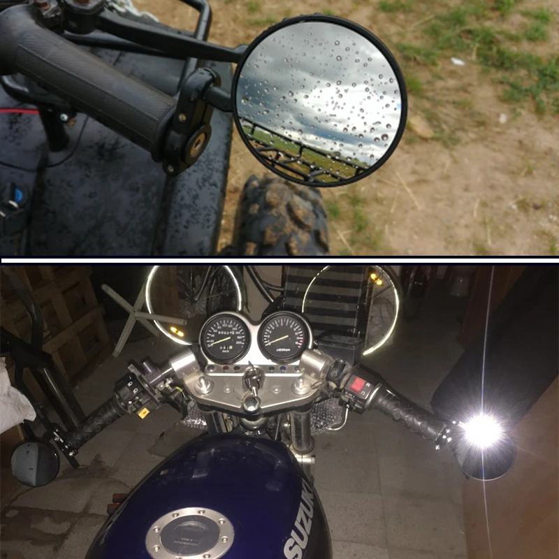 Мотоцикл черный " Круглый 7/8" Ручка Бар Конец Зеркала Кафе RACER BOBBER CLUBMAN