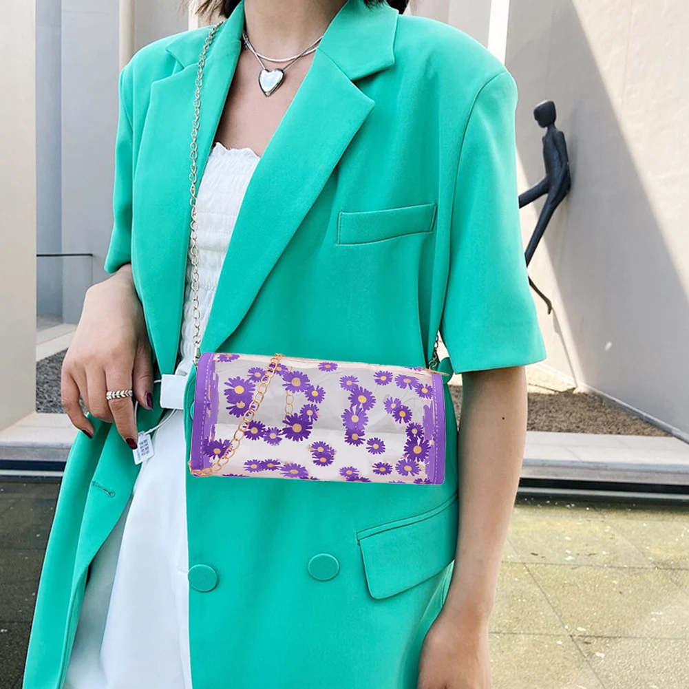 

New Retro Women Daisy Cylinder Clear Crossbody Bag Casual Chain Small Shoulder Bags Soft Women Designer Handbag