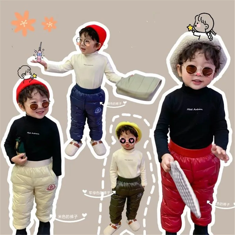 Штаны Сезон осень-зима Утепленные брюки для маленьких девочек Теплые штаны с