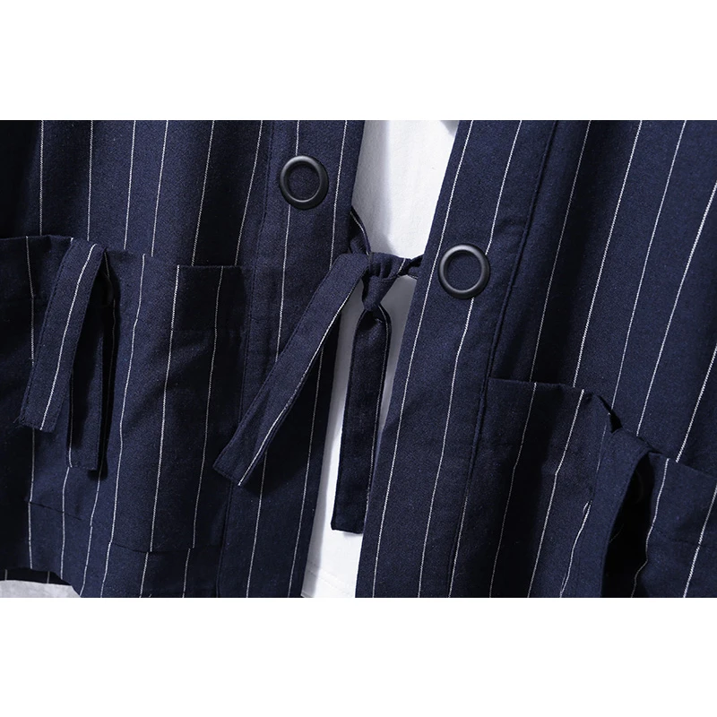 

2020 New Autumn Men's Casual Striped Cardigan Shirt Fashion Retro Long-sleeved Shirt Chinese Hanfu Male Brand Clothes