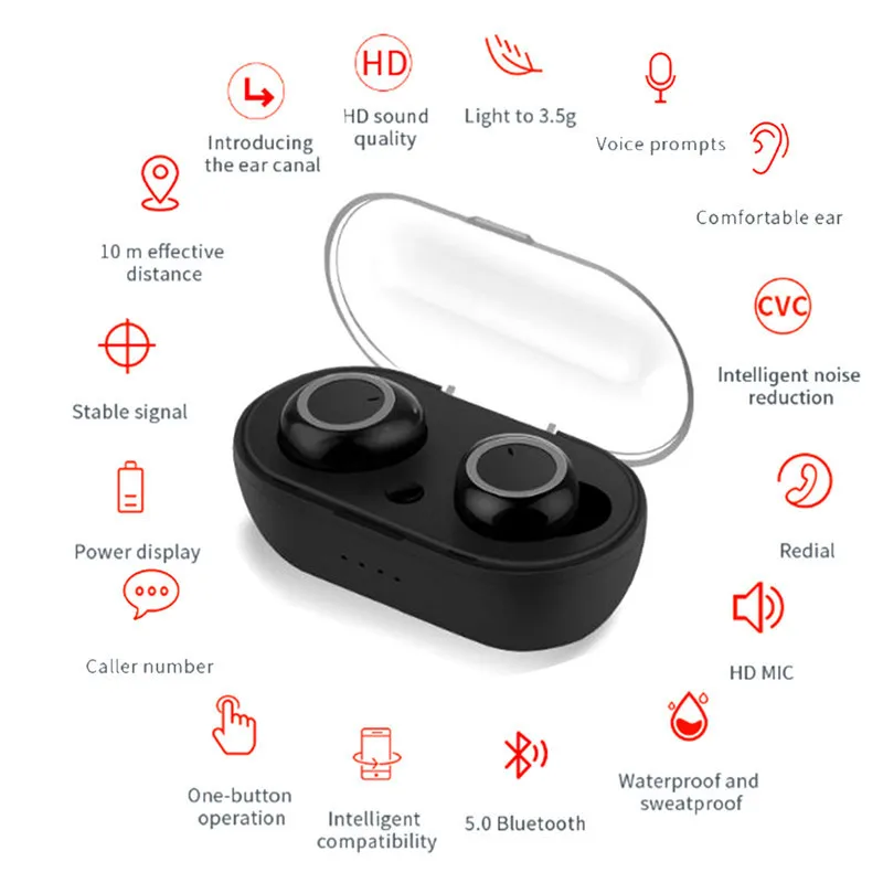 Y50 TWS Bluetooth Earphone Wireless 5.0 Stereo Headphone Earphones Earbuds Gaming Headset With Charging Box for All Phone | Электроника