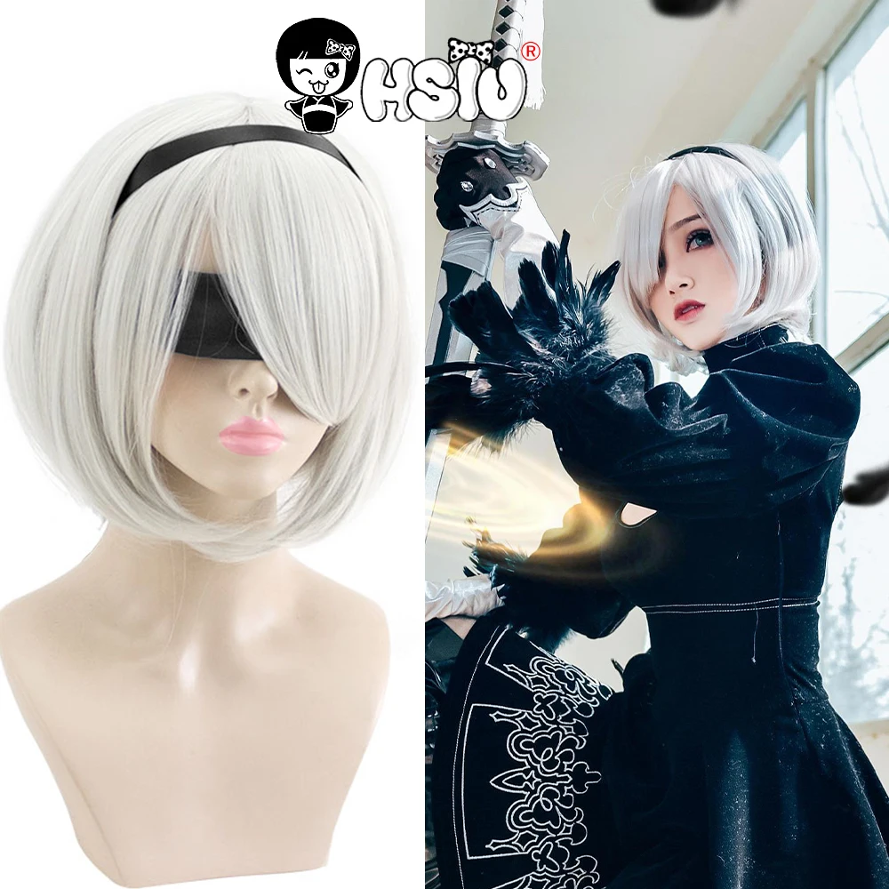 HSIU новый высококачественный парик YoRHa No.2 типа B 2BYoRH 2A 9S 2B для косплея NieR:Automata Costume