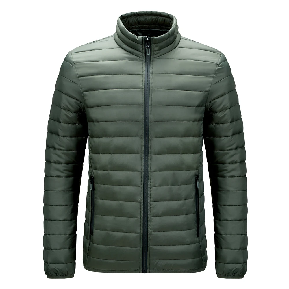 

2021 Mens Stand Collar Thick Cotton Padded Coat Zipper Parkas Men Autumn Winter Long Sleeve Jacket Plus Size 4XL Jackets Men