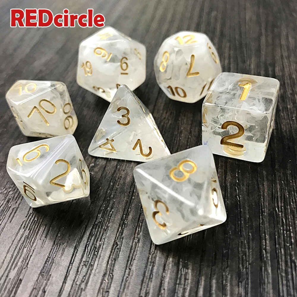 Абсолютно новый набор игральных костей из 7 штук с эффектом туманности Poker D & d D4 d6
