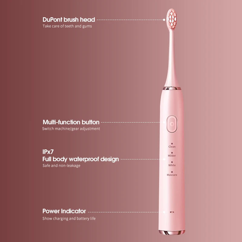 

Electric Toothbrush Toothbrush Sonic Ultrasonic Brush IPX7 Waterproof Sonic Toothbrush Recharge Sterilization Discount