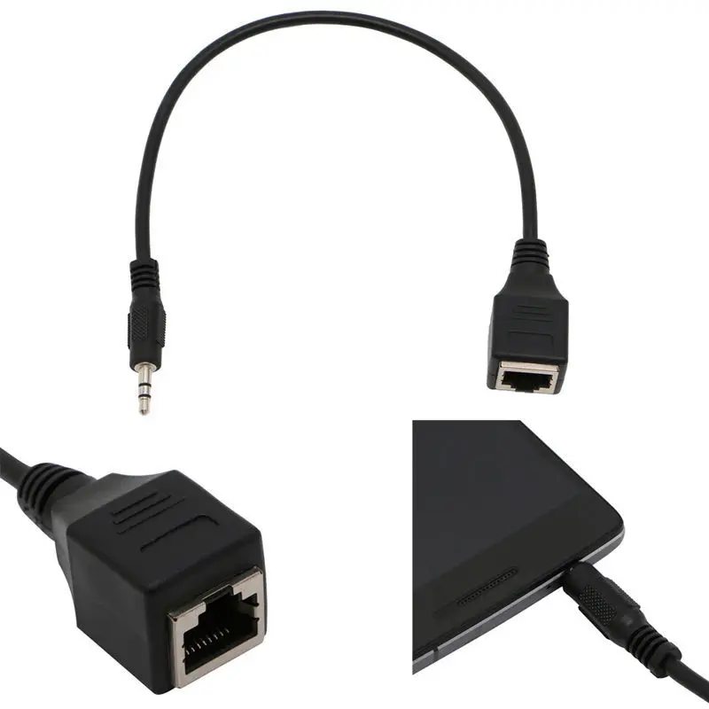 3,5 мм Штекерный разъём Jack (TRS) аудиокабелем для RJ45 разъем Ethernet Adap