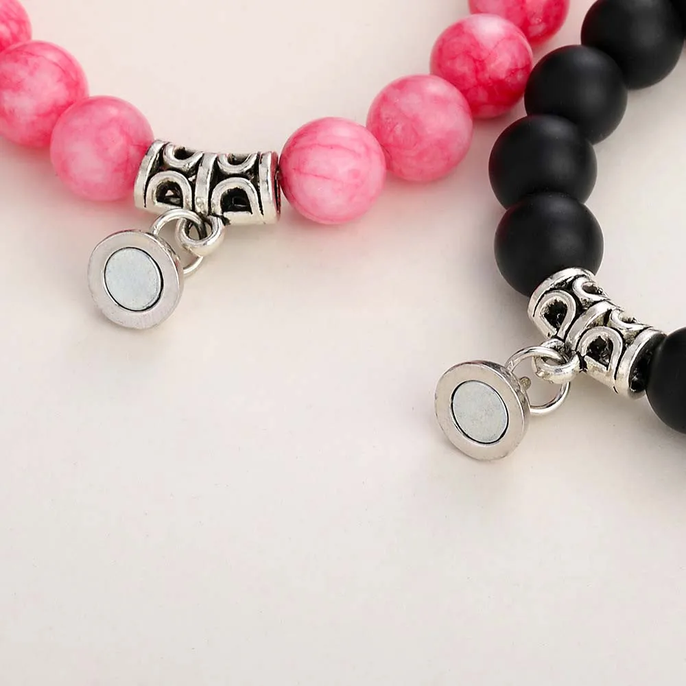 

1/2pcs Natural Stone Crystal Beads Yoga Bracelet For Lovers Distance Couple Magnet Bracelets Friendship Jewelry