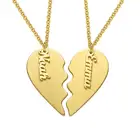 Индивидуальное ожерелье с двумя крыльями под заказ, персонализированное ожерелье-чокер с именем сердца, ювелирные изделия для женщин