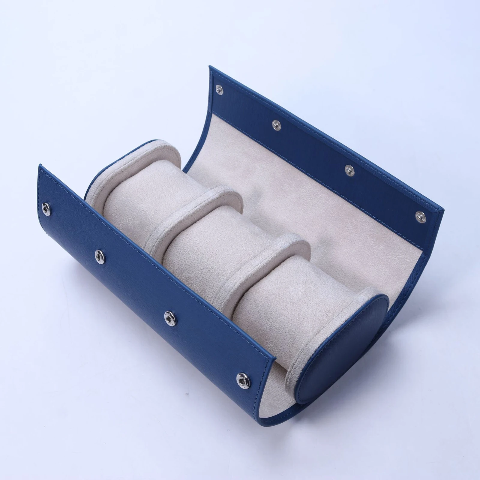 

Portable 3 Slots PU Leather Watch Roll Bag Jewelry Holder Accessories Blue