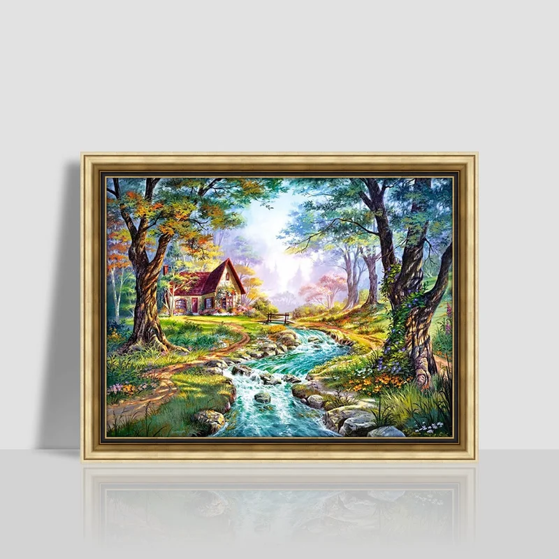 

Picture custom villa landscape DIY 5D diamond painting circular mosaic landscape diamond embroidery picture home decoration gift