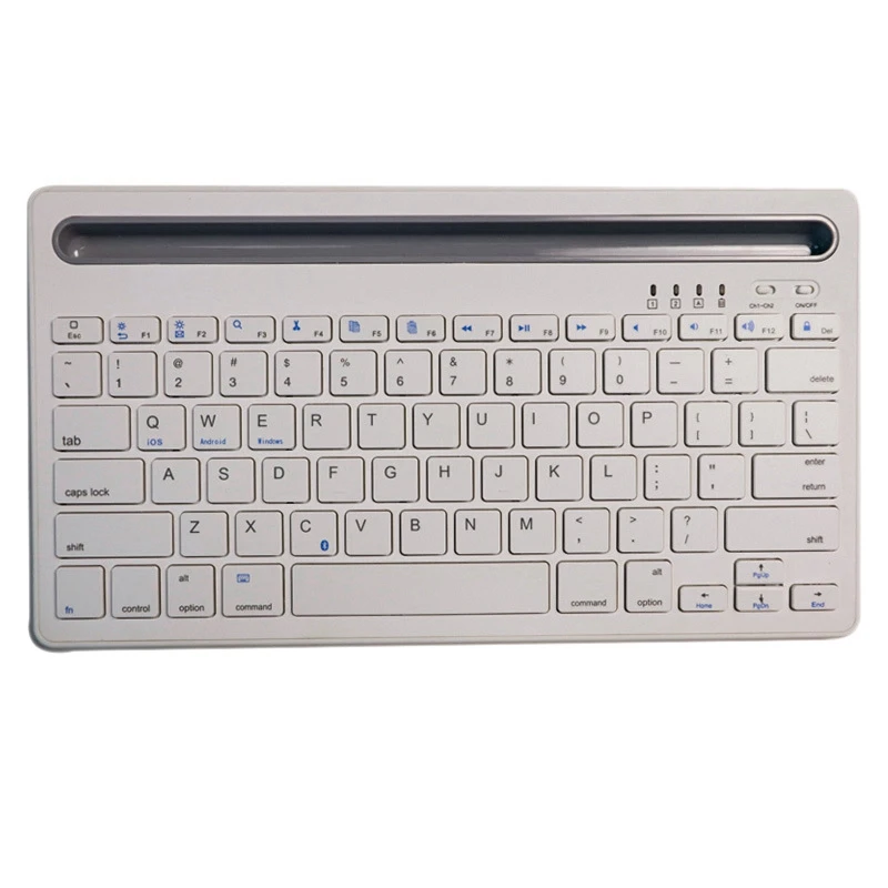 

Bluetooth Keyboard,Mini Wireless Keyboard with Phone Holder Rechargeable Dual Channel Keyboard for iPad/Phone,White