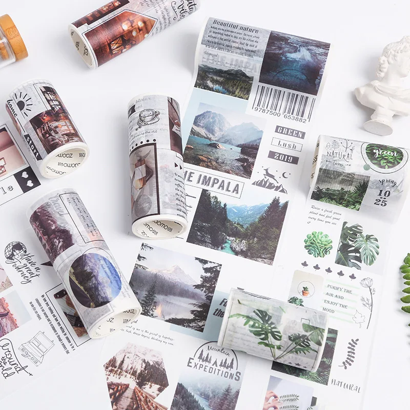 Винтаж кофе зеленые растения декоративная клейкая лента маскирующая васи DIY