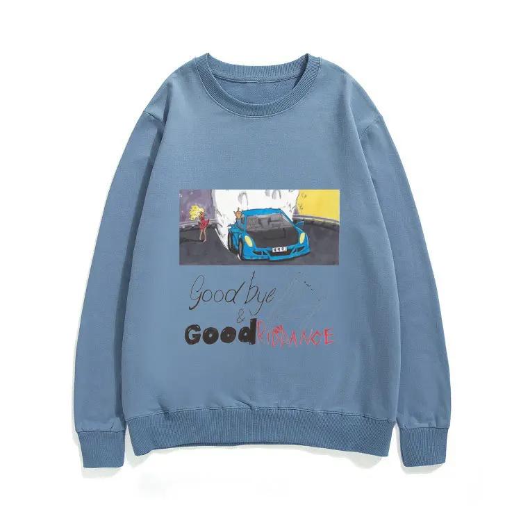 

Rice Car Print Sweatshirt Good Bue Letter Clothes Good Riooance Sportswear Men's Loose Tracksuit Men Women Personality Pullover