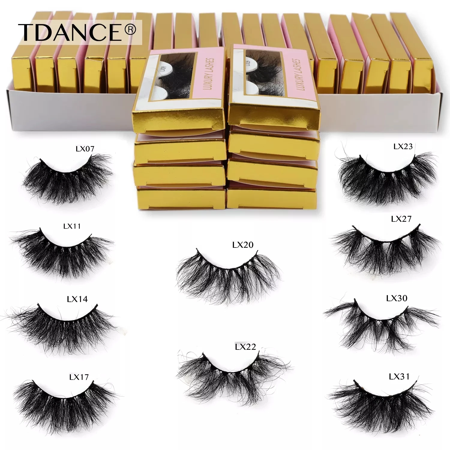 

TDANCE 25mm Fluffy Mink Lashes Wholesale 5/10/100 Pair Strip Lash In Bulk Dramatic Thick Long Eyelashes Makeup Eyelash Faux Cils