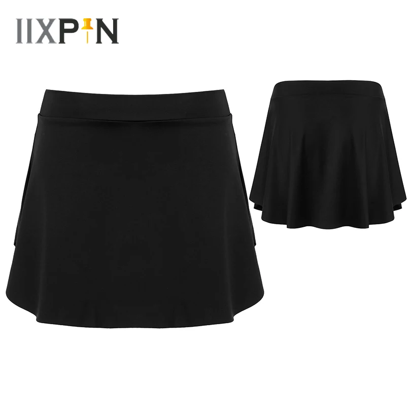 Для девочек Юбка для балета из шифона черного цвета с эластичной резинкой на