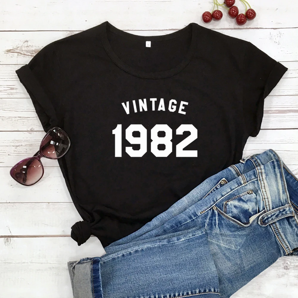 Винтажная футболка из 100% хлопка забавная графическая на день рождения для нее