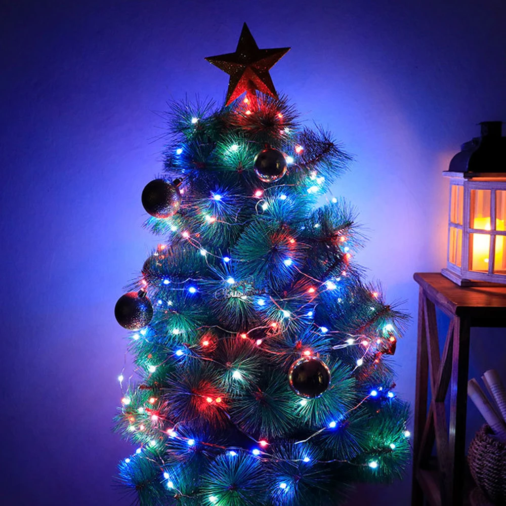 

Christmas Point-Controlled RGB Copper Wire Lamp LED String Light Battery Power Night Lamp For Christmas Wedding Party Decor