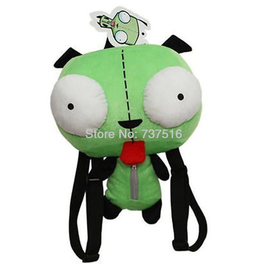 Новый Alien Invader Zim 3D глаза робот Гир милый плюшевый рюкзак зеленая сумка