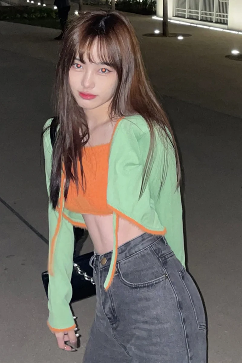 Кардиган Свитер мягкая ветровка корейское тонкое пальто короткий жилет для