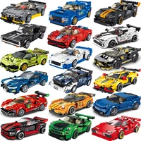 speed champions f1 racing sports vehicle pull back car supercar building blocks set kit bricks classic moc model toys for kids