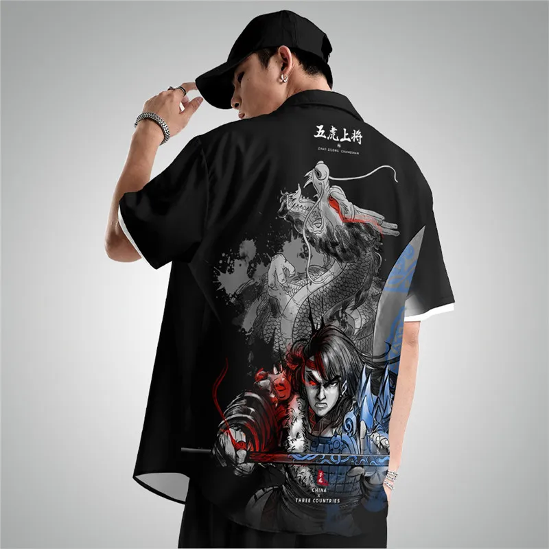 

Dragon Samurai Printed Men Short Sleeve Hawaiian Streetwear Male Blouses Tops Japanese Beach Shirts Oversize 6XL